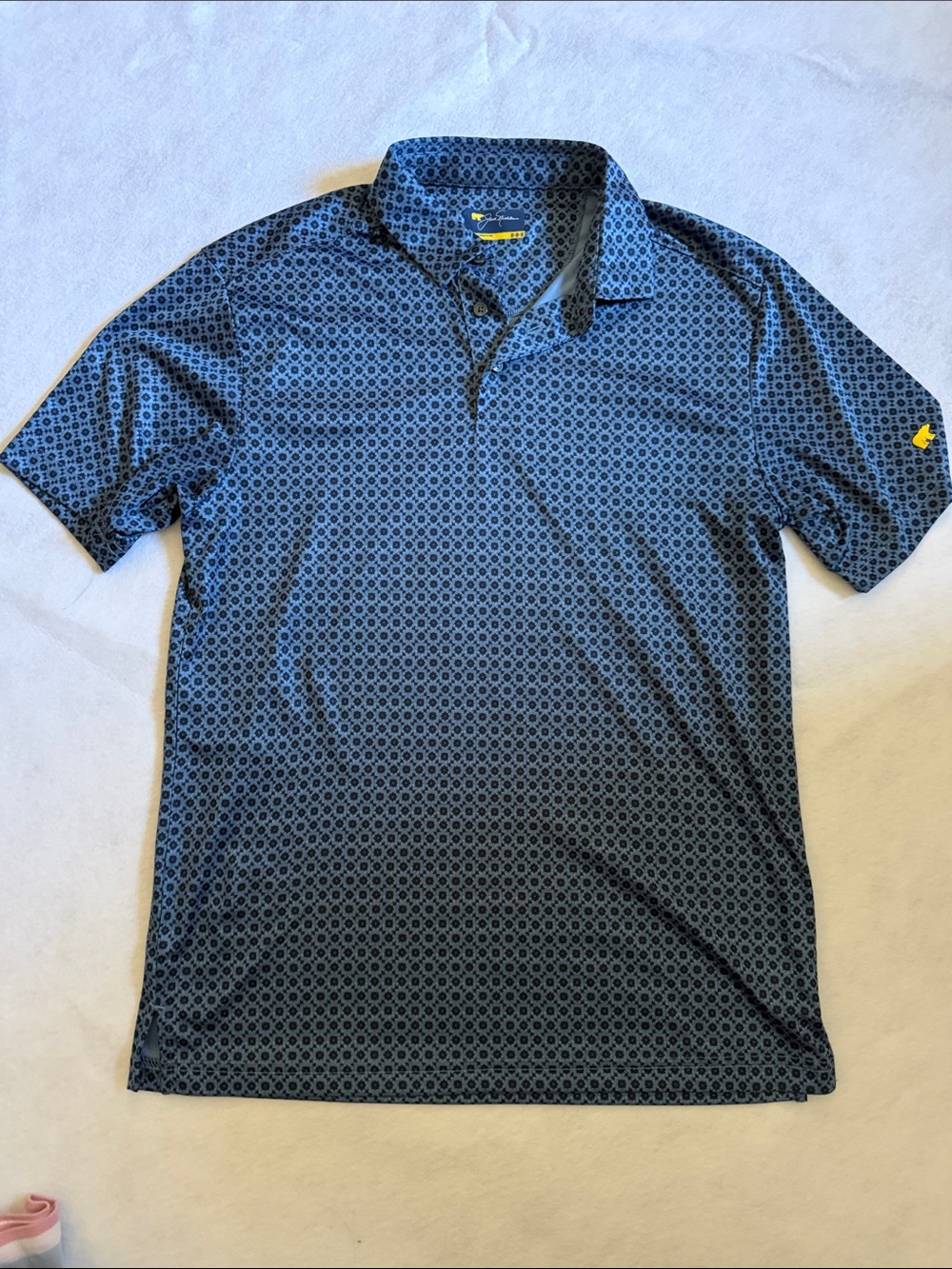 Men's Blue Geometric Performance Polo Shirt